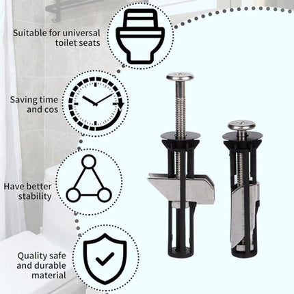 Toilet Lid Fixing Screw Locking (Including 18, 28Mm Gasket) 1, Toilet Seat Kit Screws Quick Release Easy To Install Toilet Seat Replacement Parts Kit Toilet Cover Accessories Fixing Accessories JWDX One Size Black.