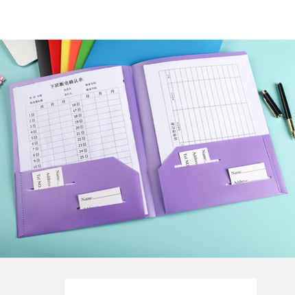 Double Insert File Bag File Bag Orange Jwdx Plastic Folders with Pockets Standard Letter Paper Folder 2 Business Card Slot Heavy Duty Scho-ǒl Examination Document Size Organizer stǔdənts Blue One Size Purple.