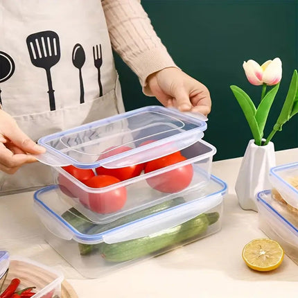 Grrvtrz ,Kitchen Refrigerator Rectangular Food Container Microwave Heat Plastic Lunch Box Food Lunch Box Fruit Storage Sealed Box,Lunch Box，Bento Box B.