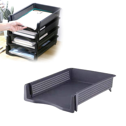 JWDX Hot Clearance! File Box Desktop Document Organizer Stackable Laminated Plastic Papers Rack Storage Tray for Home, 1 Stackable File Storage Rack Vertical Model One Size Grey.