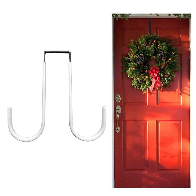 JWDX Hot Clearance! Double Over the Door Wreath Hanger Large Christmas Wreath Hook for Front Door Hold 2 Wreaths with This 2 Hanger 5, Hook*1 Plastic door rear hook without nails White.