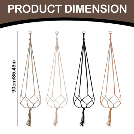 LGCASL Plant Hanger Flower Pot Plant Holder for Indoor Outdoor Decorations,Indoor Hanging Planter Holder, Hanging Baskets for Plant, 1X Hanging Basket Net Bag Brown Plant Hangers White.