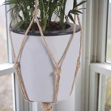 LGCASL Plant Hanger Flower Pot Plant Holder for Indoor Outdoor Decorations,Indoor Hanging Planter Holder, Hanging Baskets for Plant, 1X Hanging Basket Net Bag Brown Plant Hangers White.