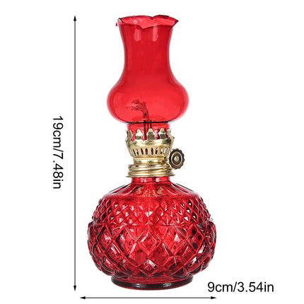 LGCASL Glass Kerosene Indoor Retro Classic Burning Lights Oil Lamp for Home Bedroom Table Decorations Emergency Use, 1*Glass Lamp Glazed Lamp, Clear One Size Glazed lamp, red.