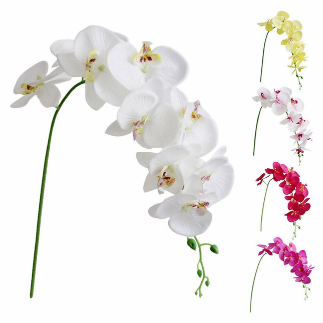 LGCASL Flowers Faux Butterfly Orchid 1 Pc Real Double Branch Silk Flowers for Wedding Home Office Party Hotel Yard Decoration Restaurant Patio Festive Furnishing, 1 Artificial Flower White artificial flowers Red.