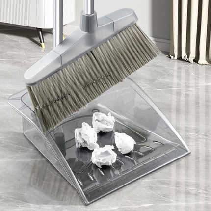 Grrvtrz Broomstick and Dustpan Set Long Adjustable Handle and Dustpan Combo for Sweeping Pet Hair From Home Office Kitchen Hall Floors Indoor and Outdoor Cleaning,Sweeping,Cleaning Supplies 12.2*11.42*3.74 Gray.