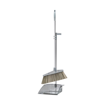 Grrvtrz Broomstick and Dustpan Set Long Adjustable Handle and Dustpan Combo for Sweeping Pet Hair From Home Office Kitchen Hall Floors Indoor and Outdoor Cleaning,Sweeping,Cleaning Supplies 12.2*11.42*3.74 Gray.