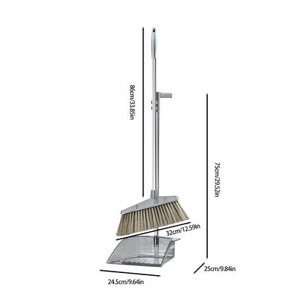Grrvtrz Broomstick and Dustpan Set Long Adjustable Handle and Dustpan Combo for Sweeping Pet Hair From Home Office Kitchen Hall Floors Indoor and Outdoor Cleaning,Sweeping,Cleaning Supplies 12.2*11.42*3.74 Gray.