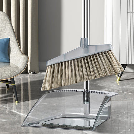 Grrvtrz Broomstick and Dustpan Set Long Adjustable Handle and Dustpan Combo for Sweeping Pet Hair From Home Office Kitchen Hall Floors Indoor and Outdoor Cleaning,Sweeping,Cleaning Supplies 12.2*11.42*3.74 Gray.