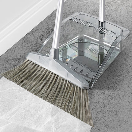 Grrvtrz Broomstick and Dustpan Set Long Adjustable Handle and Dustpan Combo for Sweeping Pet Hair From Home Office Kitchen Hall Floors Indoor and Outdoor Cleaning,Sweeping,Cleaning Supplies 12.2*11.42*3.74 Gray.