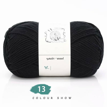 LGCASL Hand-Knitted Yarn #2 Pure White , 1Pc100G Hand Woven Cotton Yarn Soft Crochet Yarn for Hand Knitting Warm Sweater Sofa Cushion Scarf Diy Black.