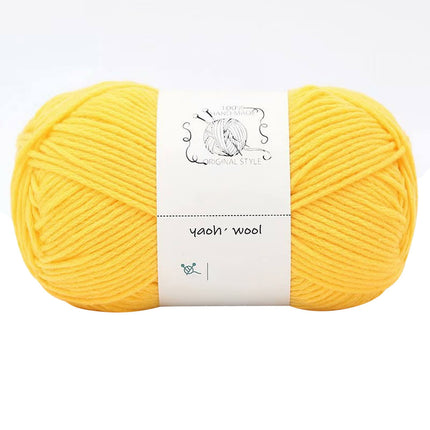 LGCASL Hand-Knitted Yarn #2 Pure White , 1Pc100G Hand Woven Cotton Yarn Soft Crochet Yarn for Hand Knitting Warm Sweater Sofa Cushion Scarf Diy Chicken Yellow.