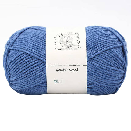 LGCASL Hand-Knitted Yarn #2 Pure White , 1Pc100G Hand Woven Cotton Yarn Soft Crochet Yarn for Hand Knitting Warm Sweater Sofa Cushion Scarf Diy Classic Blue.