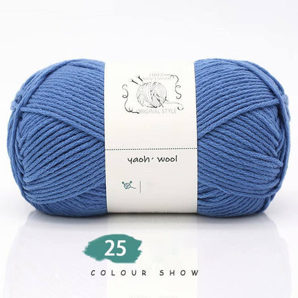 LGCASL Hand-Knitted Yarn #2 Pure White , 1Pc100G Hand Woven Cotton Yarn Soft Crochet Yarn for Hand Knitting Warm Sweater Sofa Cushion Scarf Diy Classic Blue.