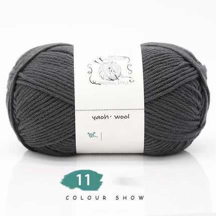 LGCASL Hand-Knitted Yarn #2 Pure White , 1Pc100G Hand Woven Cotton Yarn Soft Crochet Yarn for Hand Knitting Warm Sweater Sofa Cushion Scarf Diy Dark Gray.