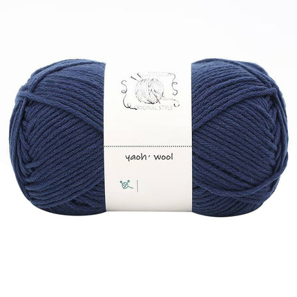 LGCASL Hand-Knitted Yarn #2 Pure White , 1Pc100G Hand Woven Cotton Yarn Soft Crochet Yarn for Hand Knitting Warm Sweater Sofa Cushion Scarf Diy Dark blue.