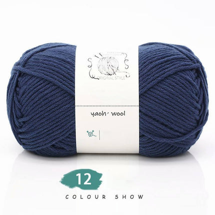 LGCASL Hand-Knitted Yarn #2 Pure White , 1Pc100G Hand Woven Cotton Yarn Soft Crochet Yarn for Hand Knitting Warm Sweater Sofa Cushion Scarf Diy Dark blue.
