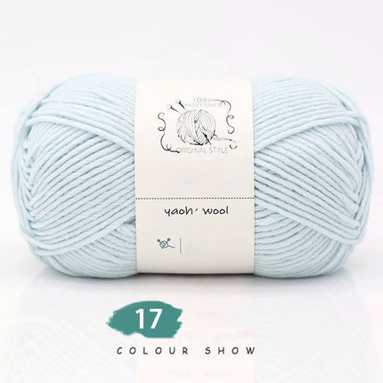 LGCASL Hand-Knitted Yarn #2 Pure White , 1Pc100G Hand Woven Cotton Yarn Soft Crochet Yarn for Hand Knitting Warm Sweater Sofa Cushion Scarf Diy Light blue.