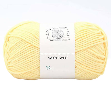 LGCASL Hand-Knitted Yarn #2 Pure White , 1Pc100G Hand Woven Cotton Yarn Soft Crochet Yarn for Hand Knitting Warm Sweater Sofa Cushion Scarf Diy Light yellow.