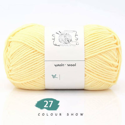 LGCASL Hand-Knitted Yarn #2 Pure White , 1Pc100G Hand Woven Cotton Yarn Soft Crochet Yarn for Hand Knitting Warm Sweater Sofa Cushion Scarf Diy Light yellow.