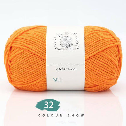 LGCASL Hand-Knitted Yarn #2 Pure White , 1Pc100G Hand Woven Cotton Yarn Soft Crochet Yarn for Hand Knitting Warm Sweater Sofa Cushion Scarf Diy Orange.