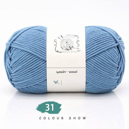 LGCASL Hand-Knitted Yarn #2 Pure White , 1Pc100G Hand Woven Cotton Yarn Soft Crochet Yarn for Hand Knitting Warm Sweater Sofa Cushion Scarf Diy Sky Blue.