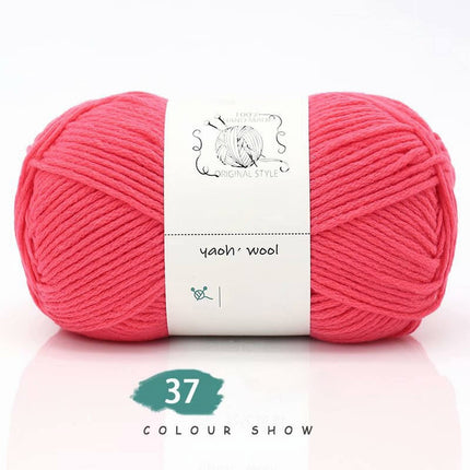 LGCASL Hand-Knitted Yarn #2 Pure White , 1Pc100G Hand Woven Cotton Yarn Soft Crochet Yarn for Hand Knitting Warm Sweater Sofa Cushion Scarf Diy Watermelon red.