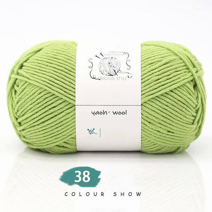 LGCASL Hand-Knitted Yarn #2 Pure White , 1Pc100G Hand Woven Cotton Yarn Soft Crochet Yarn for Hand Knitting Warm Sweater Sofa Cushion Scarf Diy autumn green.