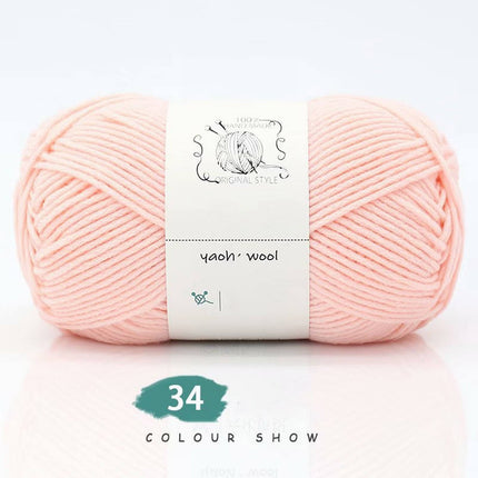 LGCASL Hand-Knitted Yarn #2 Pure White , 1Pc100G Hand Woven Cotton Yarn Soft Crochet Yarn for Hand Knitting Warm Sweater Sofa Cushion Scarf Diy cherry pink.