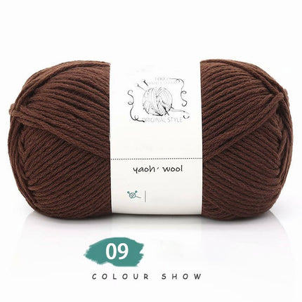 LGCASL Hand-Knitted Yarn #2 Pure White , 1Pc100G Hand Woven Cotton Yarn Soft Crochet Yarn for Hand Knitting Warm Sweater Sofa Cushion Scarf Diy dark coffee.