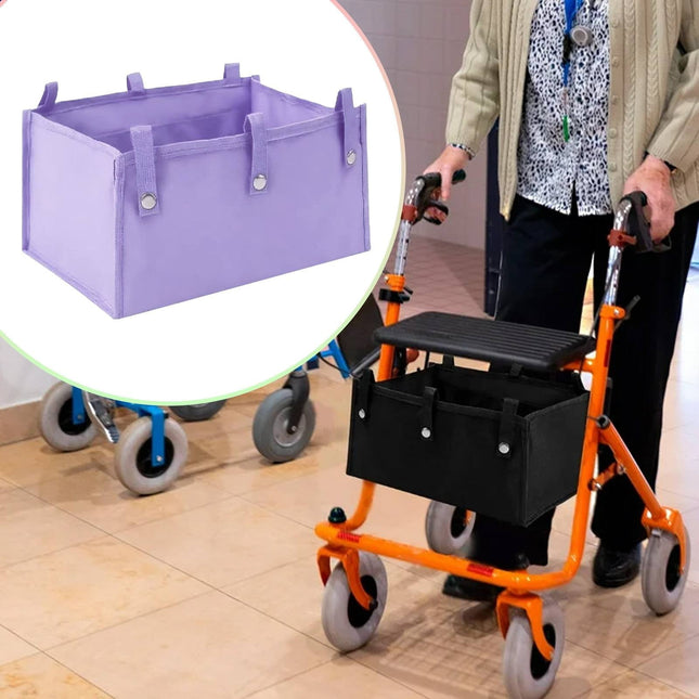 1 Storage Box Large Rollator Basket Foldable Cloth Under Seat Rollator Bag Basket Carry Insert for Four Wheel Rollator for Seniors Women Men Travel Activities One Size Purple.