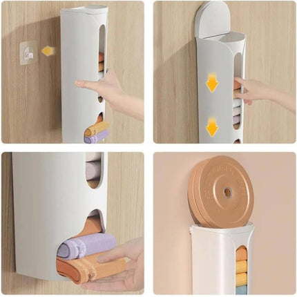 1 Storage Box Grocery Bag Holder Wall Mount Garbage Storage Bag Dispenser Hanging Can with Cover Kitchen Bag Holder Dispenser for Bags One Size B.