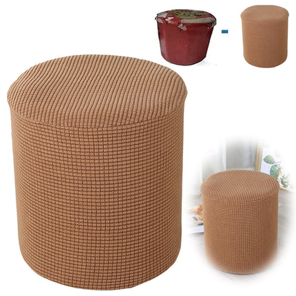 1 Sofa Cover Cover Slipcover Round Foot Stool Cover Footstool Cover Footrest Ottoman Foot Pouffe Protector with Elastic Bottom Washable One Size Coffee.