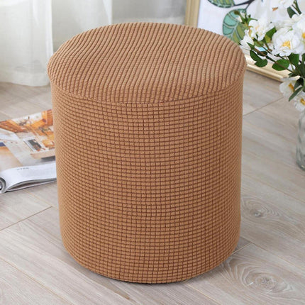 1 Sofa Cover Cover Slipcover Round Foot Stool Cover Footstool Cover Footrest Ottoman Foot Pouffe Protector with Elastic Bottom Washable One Size Coffee.