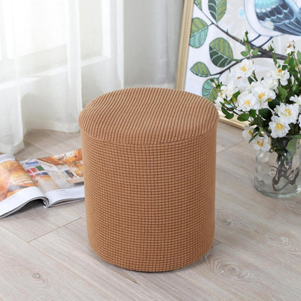 1 Sofa Cover Cover Slipcover Round Foot Stool Cover Footstool Cover Footrest Ottoman Foot Pouffe Protector with Elastic Bottom Washable One Size Coffee.