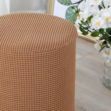 1 Sofa Cover Cover Slipcover Round Foot Stool Cover Footstool Cover Footrest Ottoman Foot Pouffe Protector with Elastic Bottom Washable One Size Coffee.