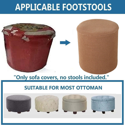 1 Sofa Cover Cover Slipcover Round Foot Stool Cover Footstool Cover Footrest Ottoman Foot Pouffe Protector with Elastic Bottom Washable One Size Coffee.