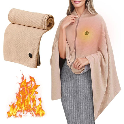 Lgcasl Heated Shawl for Women Heated Blanket with Soft Knit Shawl Zippered Wrap Usb Powered Blanket Scarf for Winter 2025 Warm Comfort for Outdoor Travel and Home One Size A.