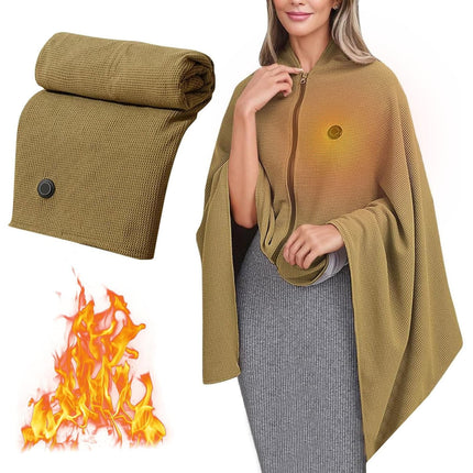 Lgcasl Heated Shawl for Women Heated Blanket with Soft Knit Shawl Zippered Wrap Usb Powered Blanket Scarf for Winter 2025 Warm Comfort for Outdoor Travel and Home One Size A.
