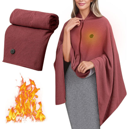 Lgcasl Heated Shawl for Women Heated Blanket with Soft Knit Shawl Zippered Wrap Usb Powered Blanket Scarf for Winter 2025 Warm Comfort for Outdoor Travel and Home One Size A.