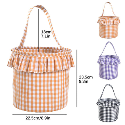 Small Wall-Mounted Kitchen Storage Basket, Hanging Storage Wicker Baskets Wall Mounted Woven Hanging Basket Wicker Small Basket with Handle Wicker Basket with Handle Small Basket Organizer Green and white checkered Easter Canvas Egg Basket.