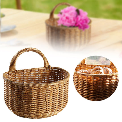 Small Wall-Mounted Kitchen Storage Basket, Hanging Storage Wicker Baskets Wall Mounted Woven Hanging Basket Wicker Small Basket with Handle Wicker Basket with Handle Small Basket Organizer Large wall-mounted kitchen storage basket Khaki.