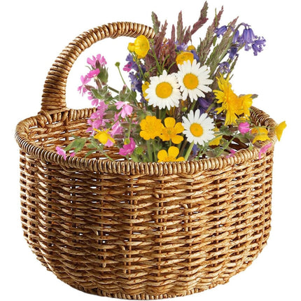 Small Wall-Mounted Kitchen Storage Basket, Hanging Storage Wicker Baskets Wall Mounted Woven Hanging Basket Wicker Small Basket with Handle Wicker Basket with Handle Small Basket Organizer Large wall-mounted kitchen storage basket Khaki.