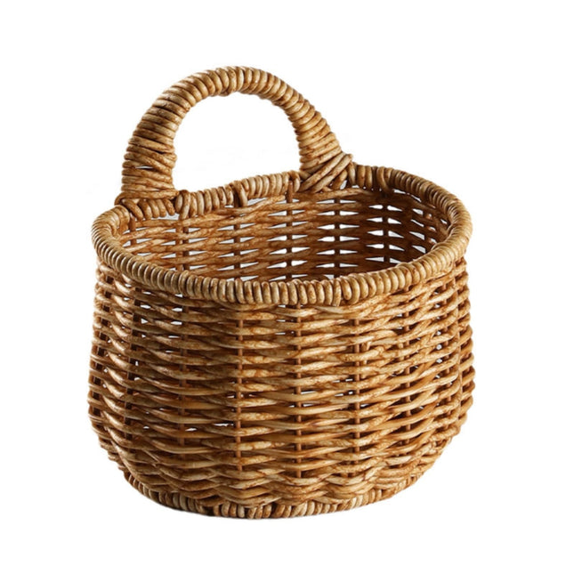Small Wall-Mounted Kitchen Storage Basket, Hanging Storage Wicker Baskets Wall Mounted Woven Hanging Basket Wicker Small Basket with Handle Wicker Basket with Handle Small Basket Organizer small wall-mounted kitchen storage basket Khaki.