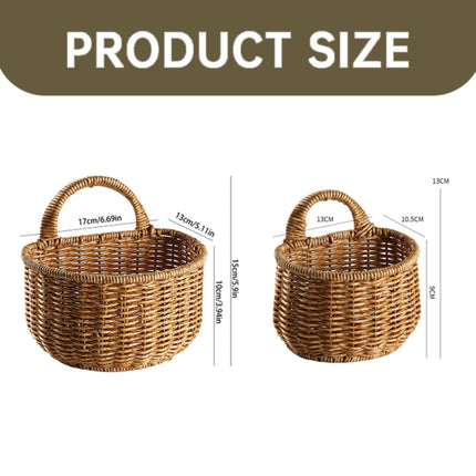 Small Wall-Mounted Kitchen Storage Basket, Hanging Storage Wicker Baskets Wall Mounted Woven Hanging Basket Wicker Small Basket with Handle Wicker Basket with Handle Small Basket Organizer small wall-mounted kitchen storage basket Khaki.