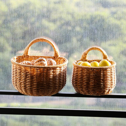 Small Wall-Mounted Kitchen Storage Basket, Hanging Storage Wicker Baskets Wall Mounted Woven Hanging Basket Wicker Small Basket with Handle Wicker Basket with Handle Small Basket Organizer small wall-mounted kitchen storage basket Khaki.