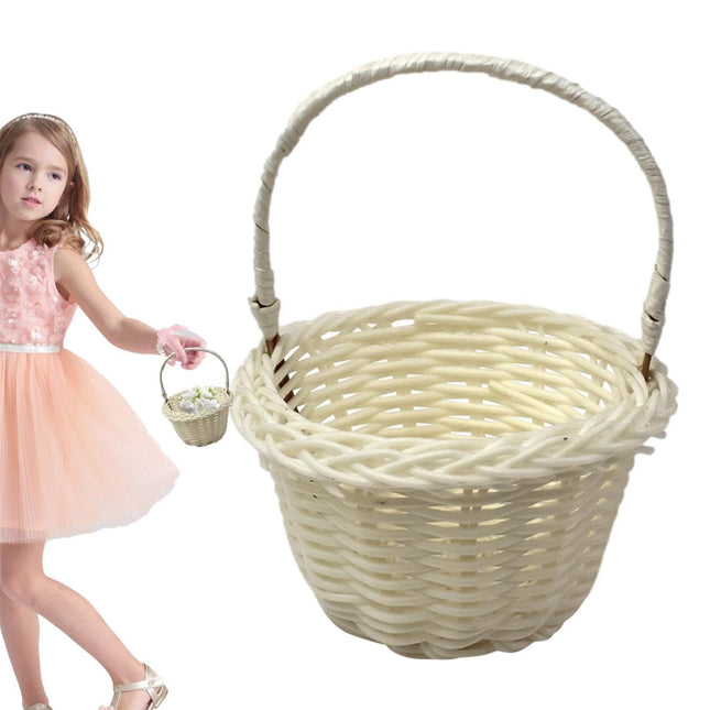 Small Wall-Mounted Kitchen Storage Basket, Hanging Storage Wicker Baskets Wall Mounted Woven Hanging Basket Wicker Small Basket with Handle Wicker Basket with Handle Small Basket Organizer White Wedding Flower Basket.