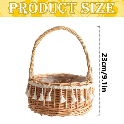 Small Wall-Mounted Kitchen Storage Basket, Hanging Storage Wicker Baskets Wall Mounted Woven Hanging Basket Wicker Small Basket with Handle Wicker Basket with Handle Small Basket Organizer L Wedding basket with tassels.