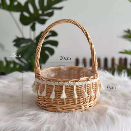 Small Wall-Mounted Kitchen Storage Basket, Hanging Storage Wicker Baskets Wall Mounted Woven Hanging Basket Wicker Small Basket with Handle Wicker Basket with Handle Small Basket Organizer L Wedding basket with tassels.