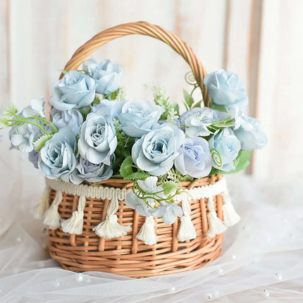 Small Wall-Mounted Kitchen Storage Basket, Hanging Storage Wicker Baskets Wall Mounted Woven Hanging Basket Wicker Small Basket with Handle Wicker Basket with Handle Small Basket Organizer L Wedding basket with tassels.